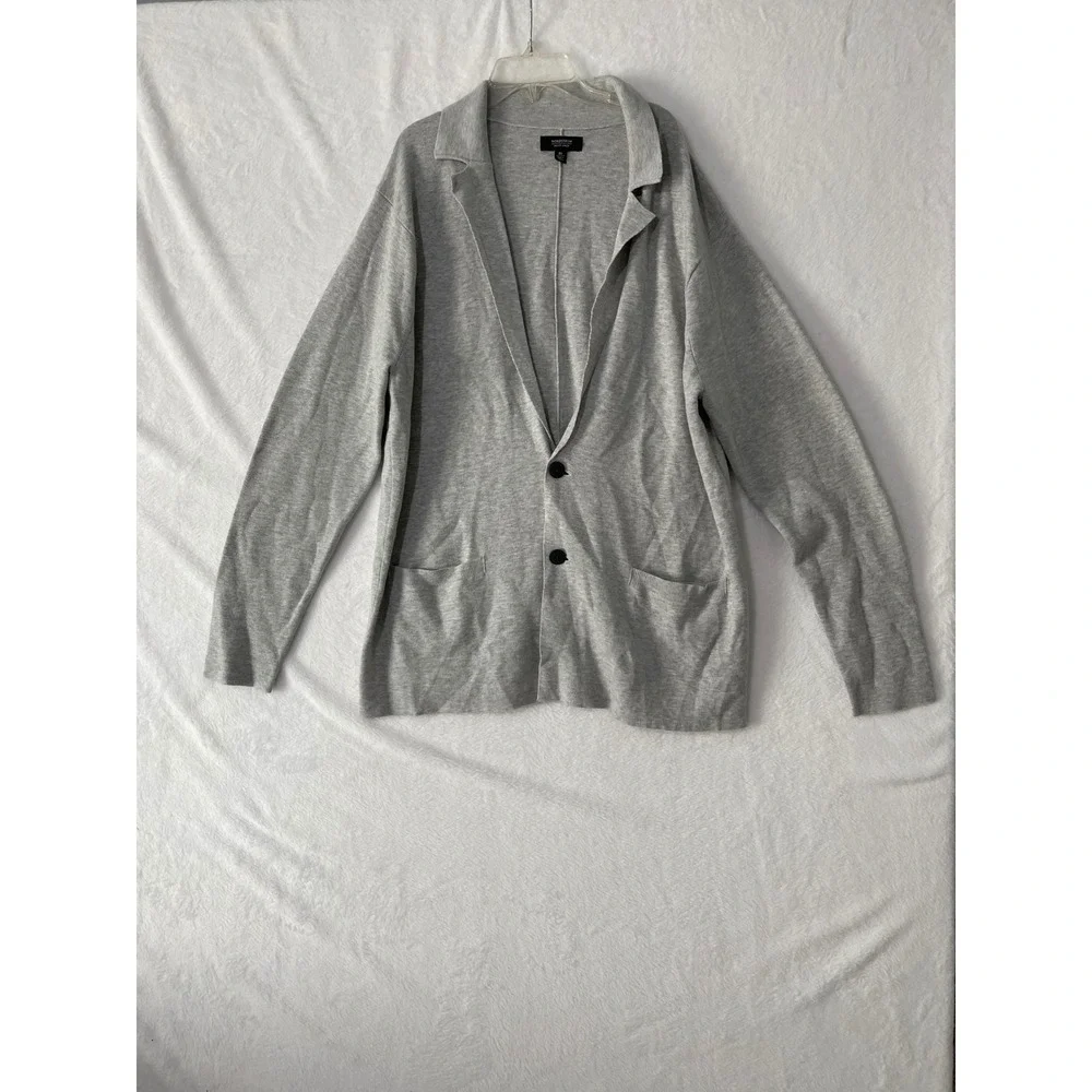 Nordstrom Mens Shop Heather Grey Knit Blazer Sweater Jacket XL Cotton Blend